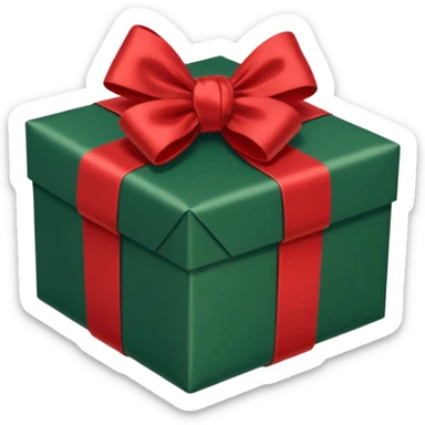 christmas gift with hunter green color and red bow sticker