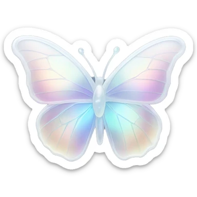 Pastel white iridescent glass crystal butterfly sticker