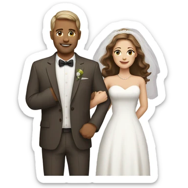 white married couple brown hair sticker