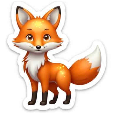 Mystical fox with three glowing tails and starry eyes sticker