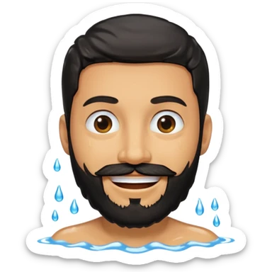 Smiling with black beard that is dripping wet sticker