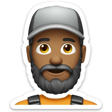 Bearded male wearing a trucker ha sticker