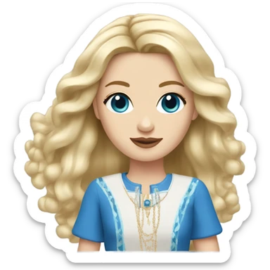 Blonde Slavic women with long hair and blue eyes and chanel dress sticker