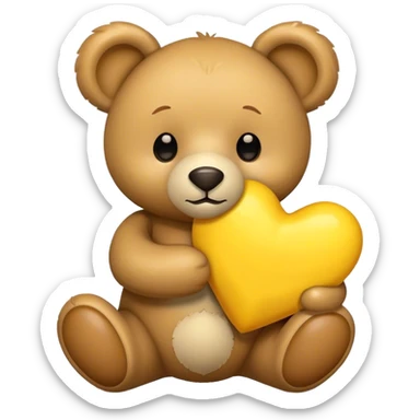 teddy bear with yellow heart sticker