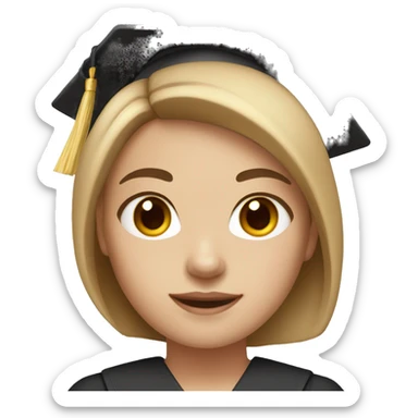 white-skin girl with light brown hair and brown eyes with graduation attire sticker