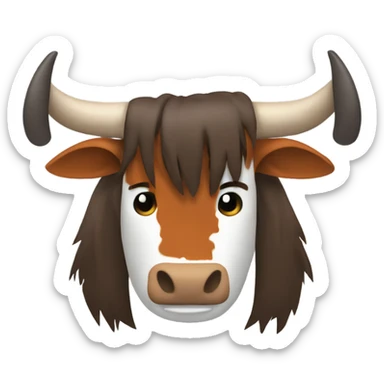 A longhorn face with his horns sawed off sticker