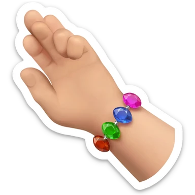 Hand with jelly bean crystal bracelet sticker