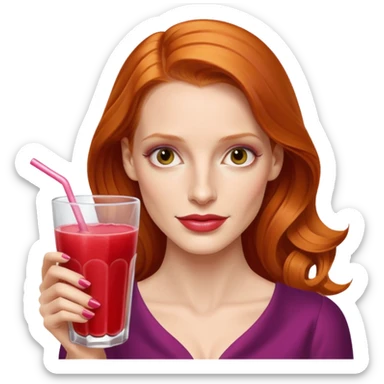 Jessica Chastain, making fruit punch sticker