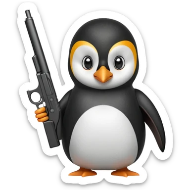 Penguin with a gun sticker