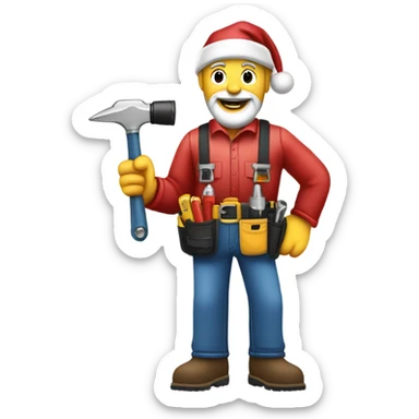 Santa as a carpenter with a tool belt and. Cordless impact driver  sticker