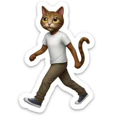 Crazy cat, walking on his human sticker