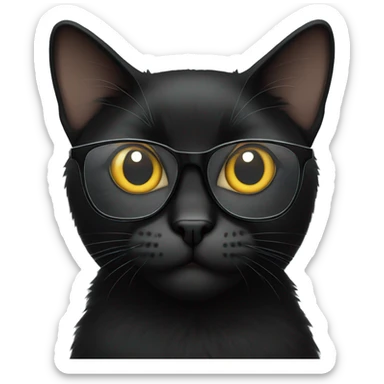 Black cat with glasses  sticker