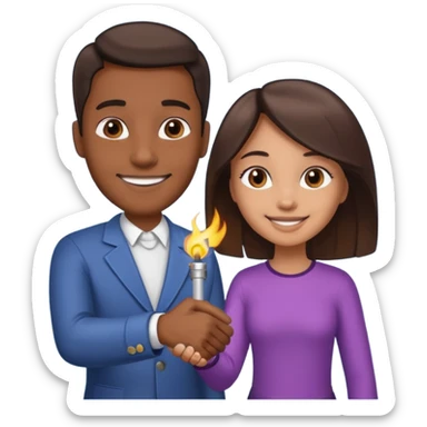 a man and a girl shaking hands, one with darker skin and one with lighter skin, apple emoji style sticker