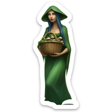 the morrigan walking in the woods with wisdom about mushrooms sticker