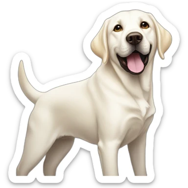 White Labrador happy with Lana del ray sticker