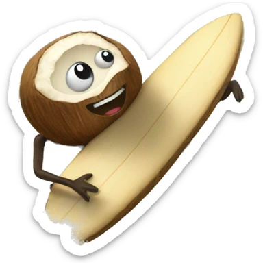 Coconut surfing sticker