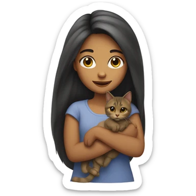 Girl ei tu long hair and olive skin with cat sticker