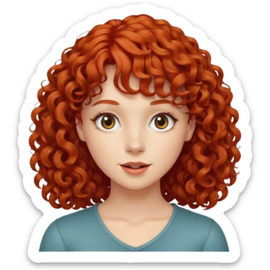 Mulher ruiva cabelo cacheado com franja rebelde  sticker