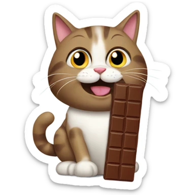 cat eating a chocolate bar sticker