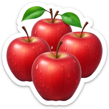 3 bi red apples with water drops on them sticker
