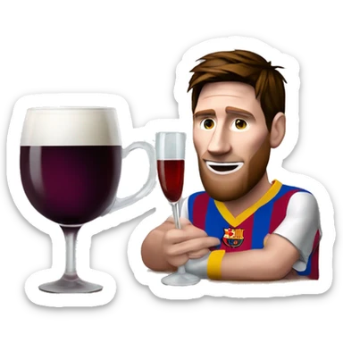 MESSI Y UN PAYASO Y UNA TAZA DE VINO sticker