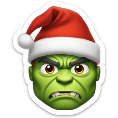 hulk wears red christmas hat sticker