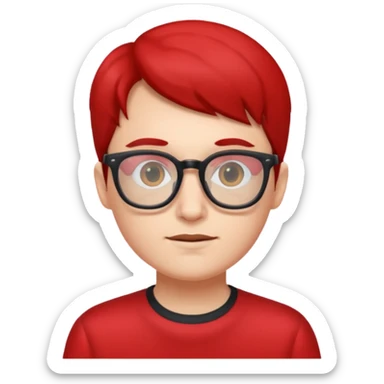 red clothed person with eyeglass sticker