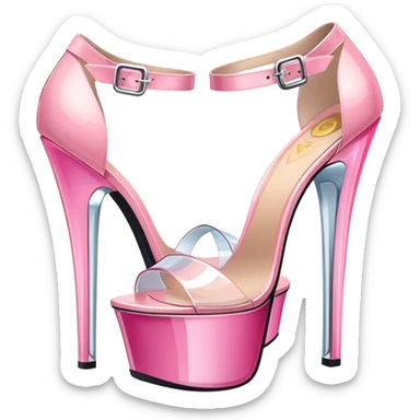 ultra realistic pair of platform open toe pink glass heels sticker