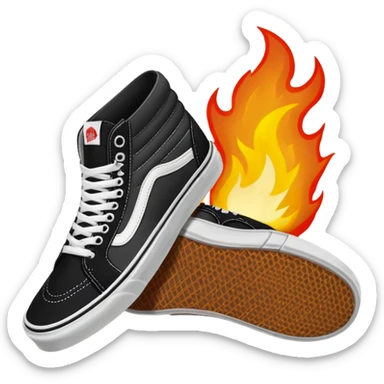 Vans shoes black skate and fire in front logo sticker