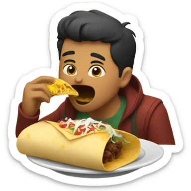 Mexican person eating a burrito  sticker