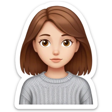brown haired girl in sweater sticker