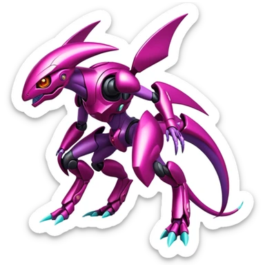 Shiny Exotic Futurisitc Colorful epic Miraidon-Genesect-Fakémon-hybrid-creature (full body)  sticker