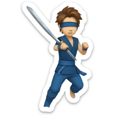 ninja,barefoot,blue-sleeveless-outfit,brown-hair,running-to-the-right,slashing-sword sticker