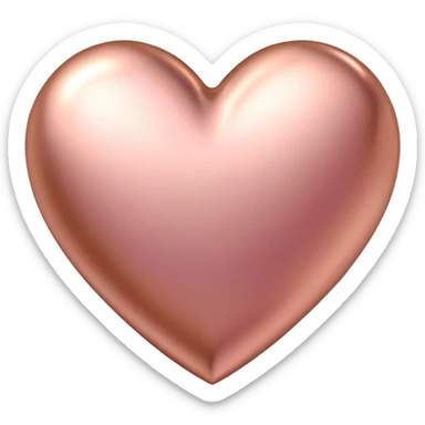Simple elegant rose gold heart, metallic pink-gold finish sticker