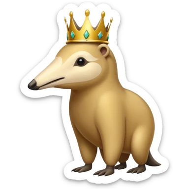 Anteater walking around and wearing a crown sticker