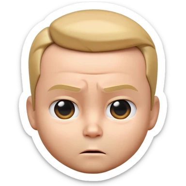 "Create a 3D emoji of Big Boss Baby’s face with his sharp suit collar peeking out, slicked-back hair, and a serious, confident expression." sticker