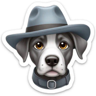 Un chien avec un chapeau gris sticker