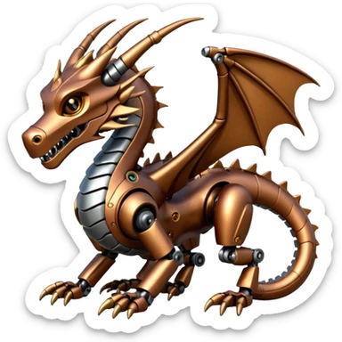 bronze robotic dragon sticker