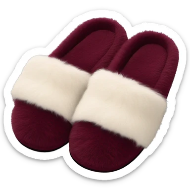 Burgundy fluffy cross over slippers sticker