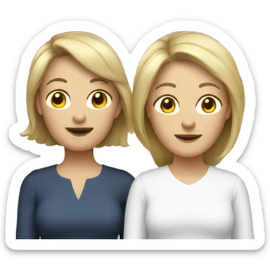 two middle-aged woman with brown hair and blonde hair sticker