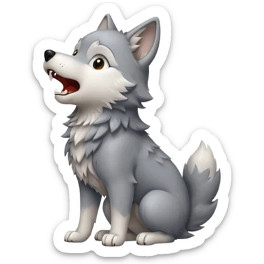 a wolf cub howling hundooooo sticker