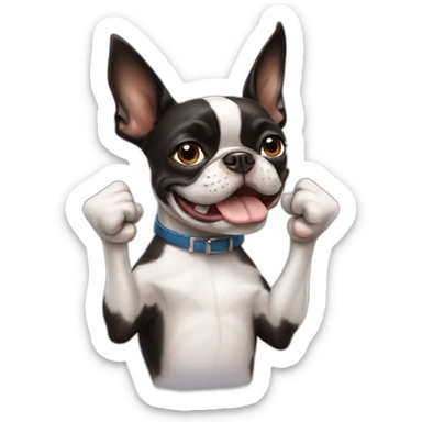 Boston terrier showing thumbs up gesture sticker