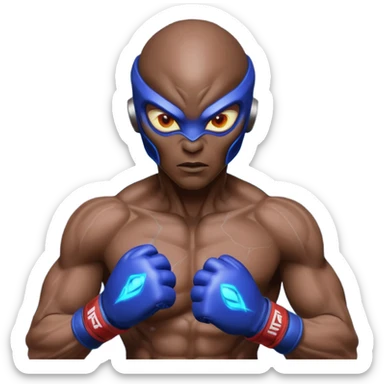 energy alien MMA fighter portrait, head and shoulders only, glowing veins, crackling aura, futuristic fight gloves, intense glowing eyes, 3D cartoon, mobile game icon style, clean background, no text, no watermark
 sticker