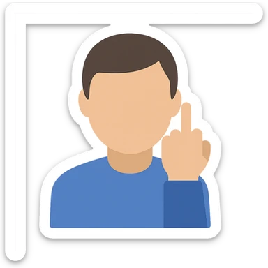 Convert the icon to a colored version showing a person making the 'corte de manga' gesture (middle finger raised, other fingers folded) in an icon style with a transparent background. sticker