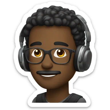 black man listening music sticker