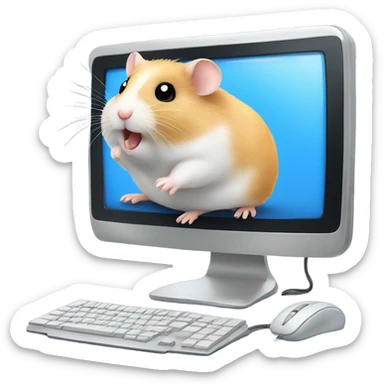 a computer screen showing files with a cute hamster standing by sticker