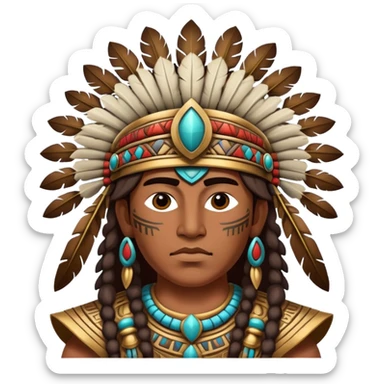 Ancient Toltec warrior with ornate headdress sticker