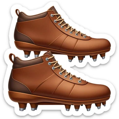 Cinematic Realistic image of a pair of rugby boots, showcasing sturdy leather construction, detailed cleat patterns and textured surfaces, illuminated by vibrant outdoor lighting that captures their athletic purpose sticker