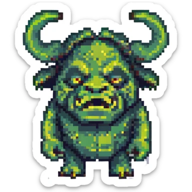 Shrek as a pixel art character, green ogre, big ears, friendly expression sticker