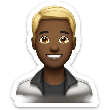 Black American Guy with black hair and blonde on top crossing his arms smiling sticker